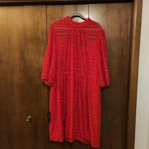 Lacey red long sleeve dress